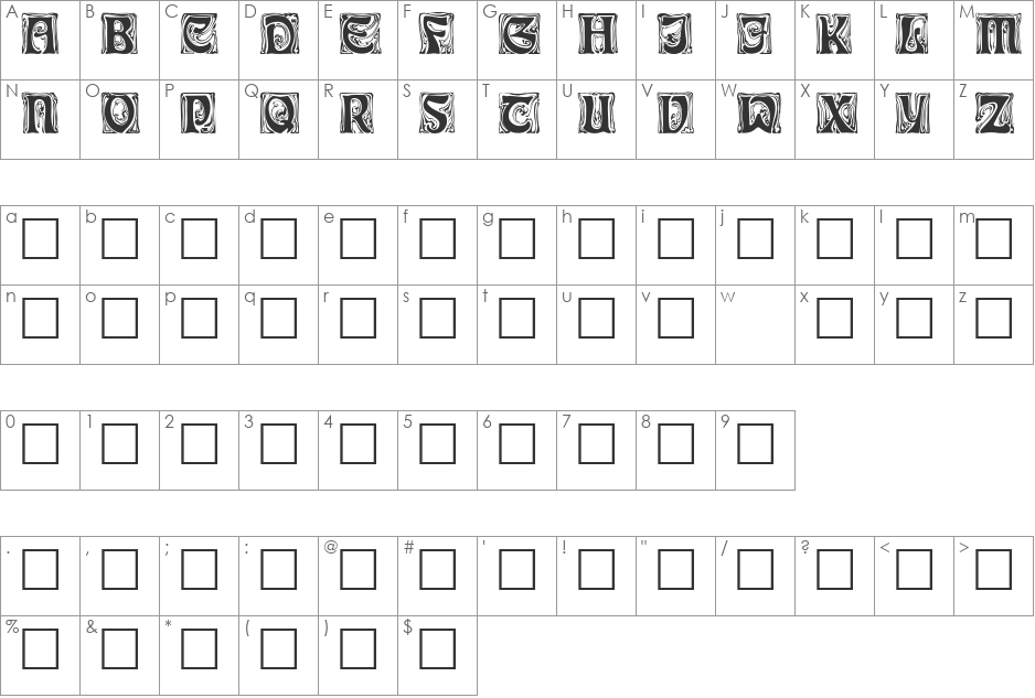 IanBent font character map preview