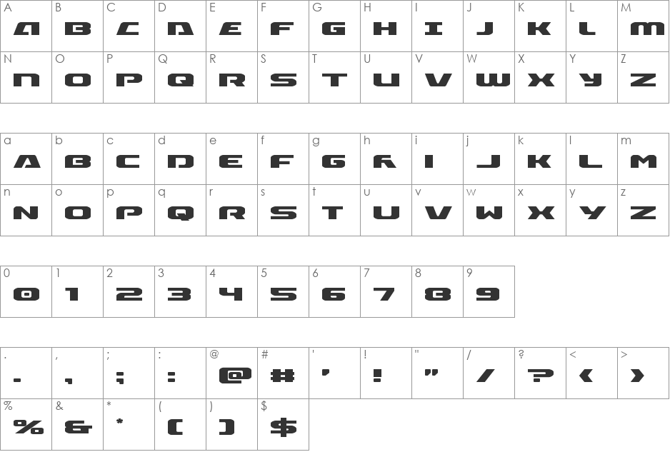 Iapetus font character map preview