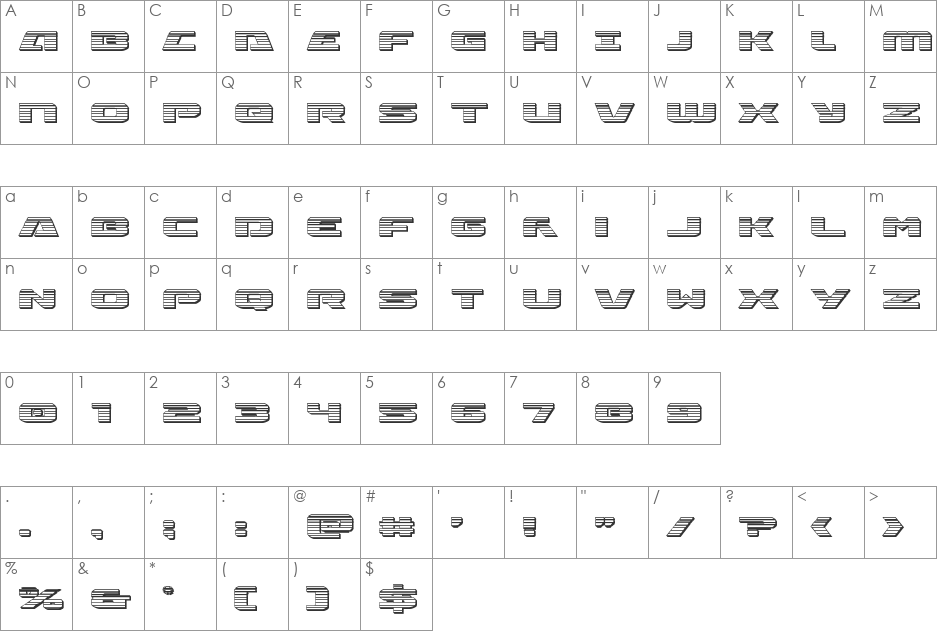 Iapetus Chrome font character map preview