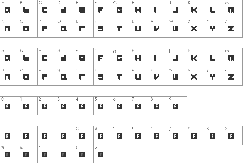 Icaras font character map preview