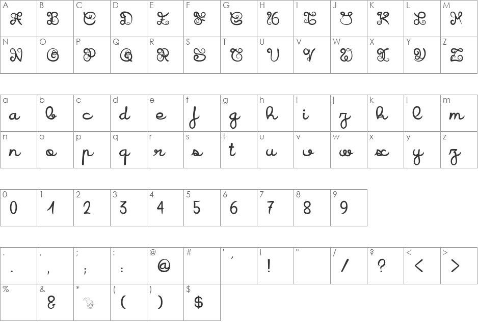 Icarus Kharma font character map preview