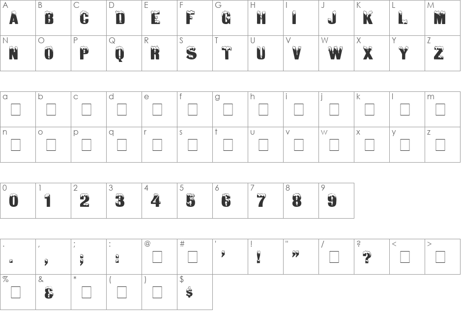 Ice Display Caps SSi font character map preview