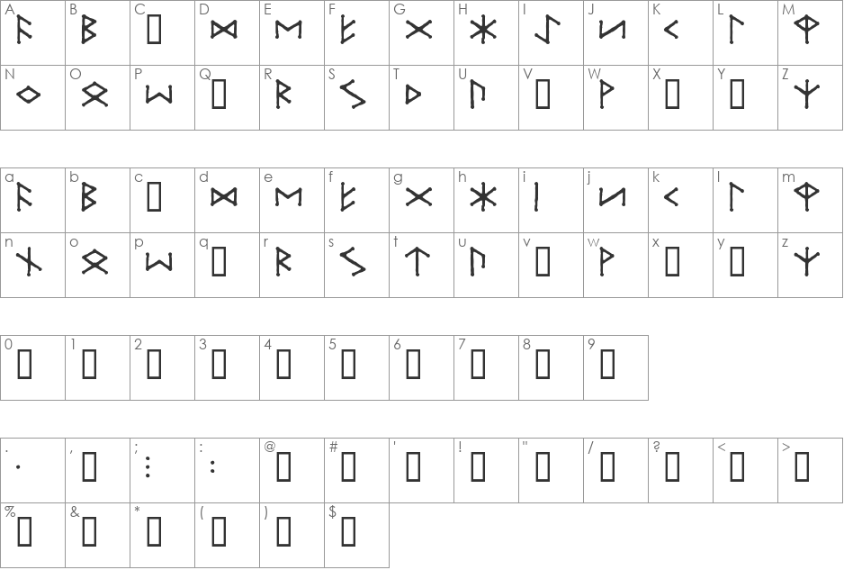 Ice-egg Futhark Runes font character map preview