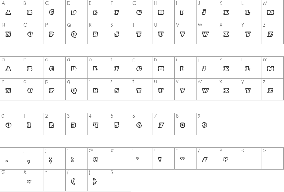 Icebox Art font character map preview