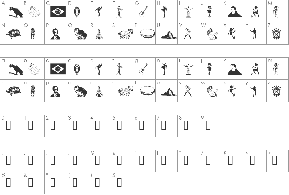 Icones do Brasil font character map preview