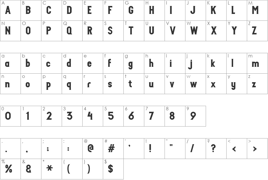 IDAHO_Demo_Conrad_Garner font character map preview