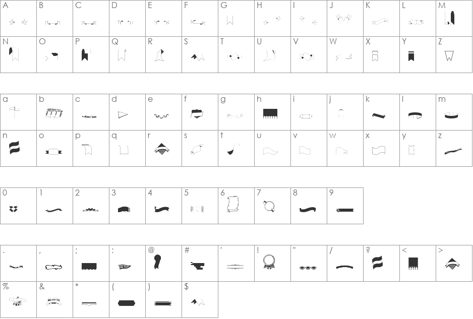 ideabanners font character map preview
