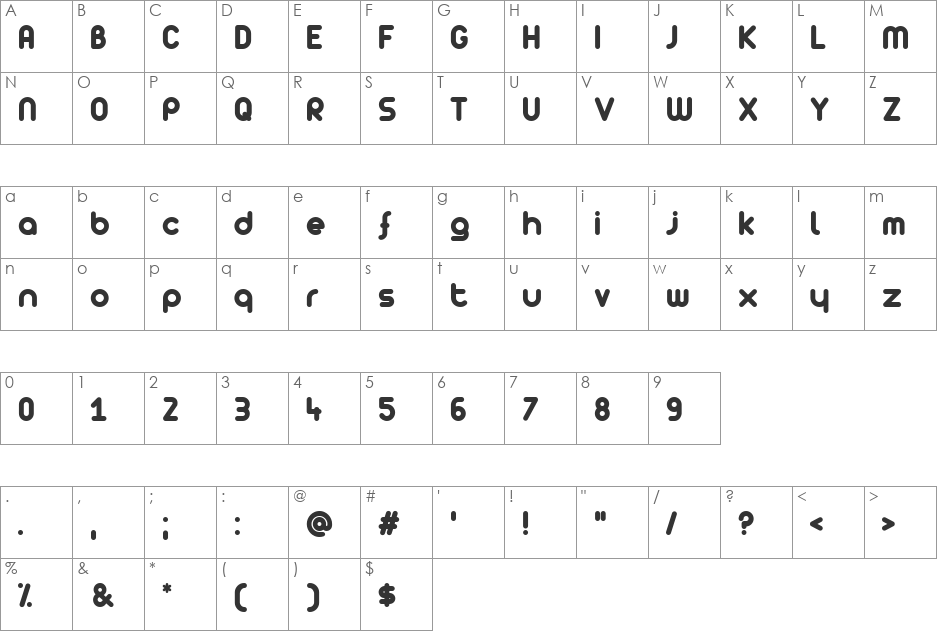 Arista font character map preview