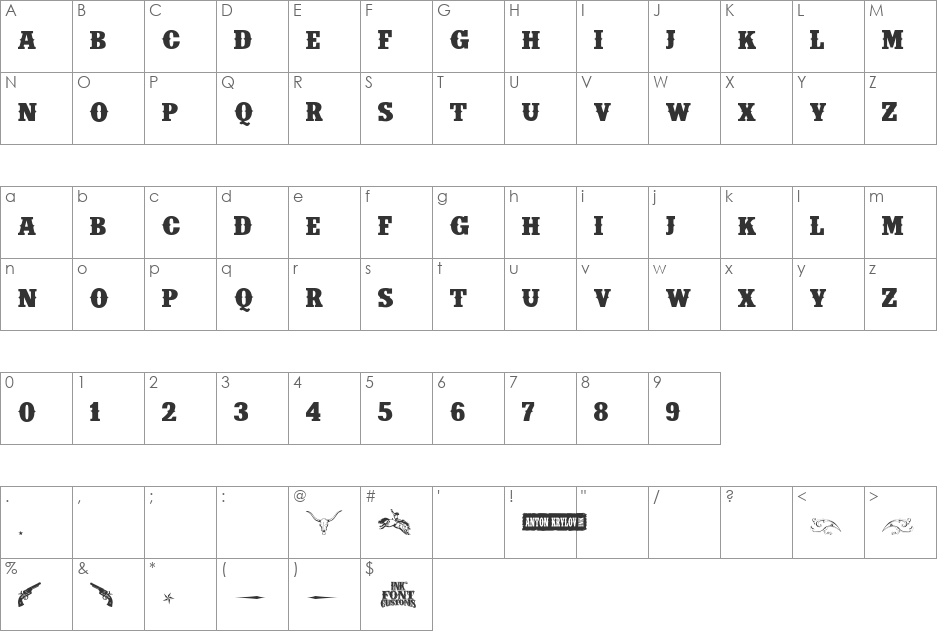 IFC INSANE RODEO font character map preview