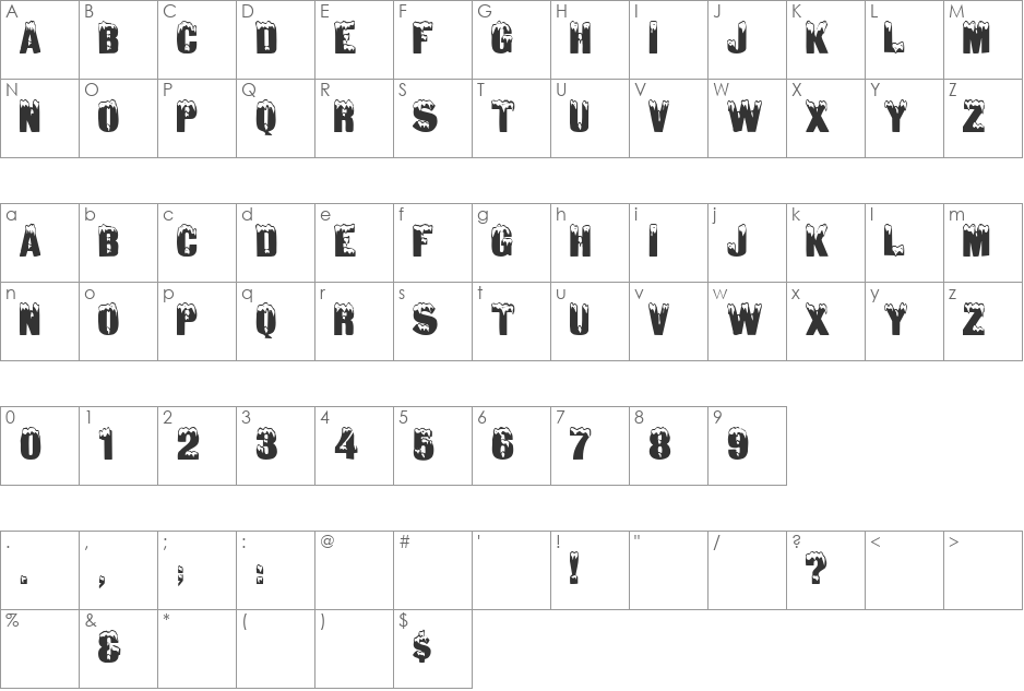 Igloo font character map preview