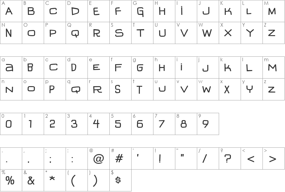 IguanaLover BTN font character map preview