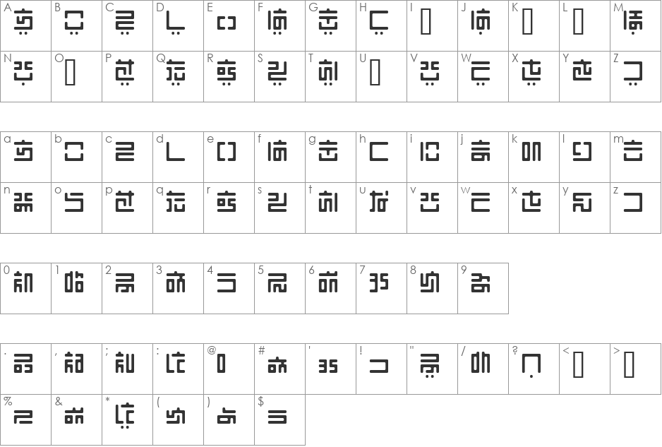 iiyodomu font character map preview