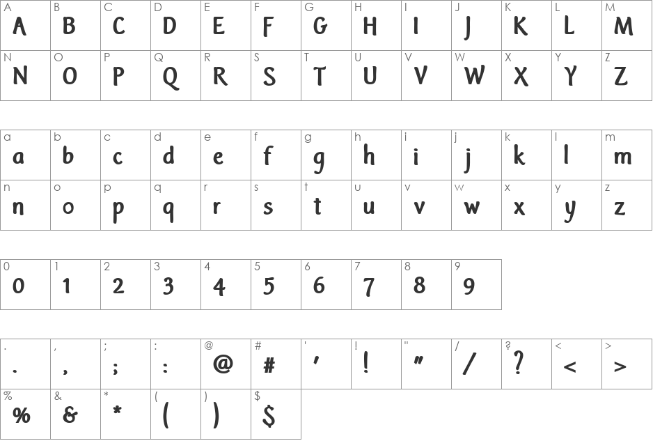 IJF0100 font character map preview