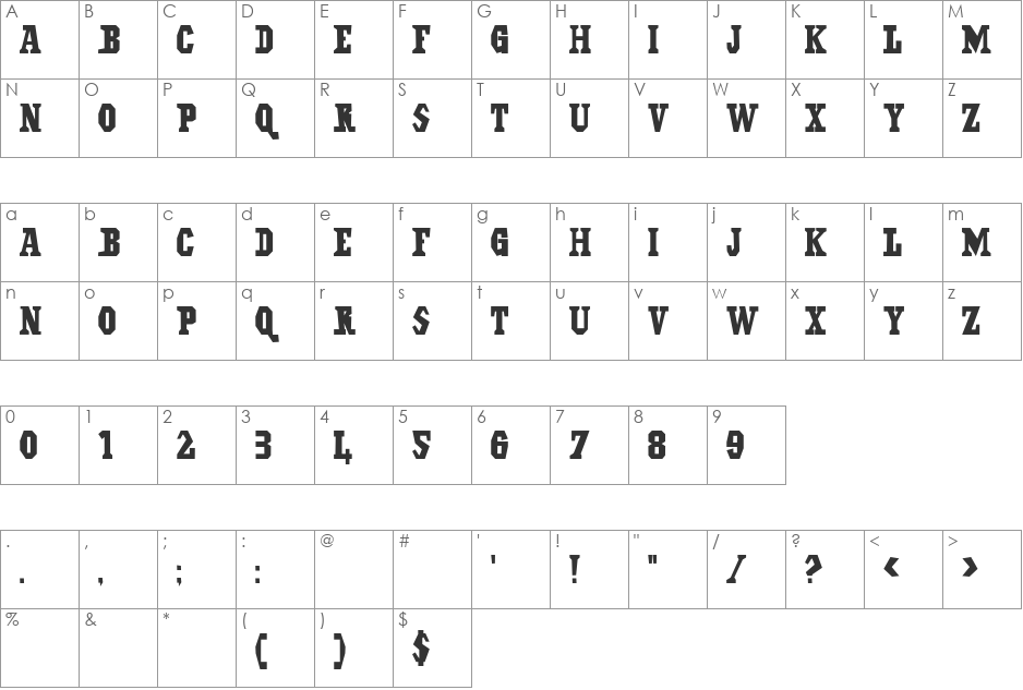 Il Grinta font character map preview