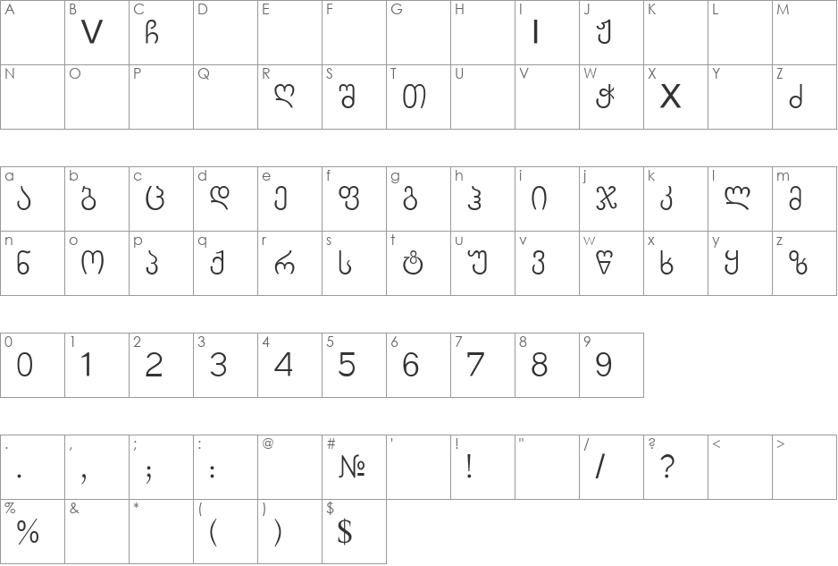 IliaMTAV font character map preview