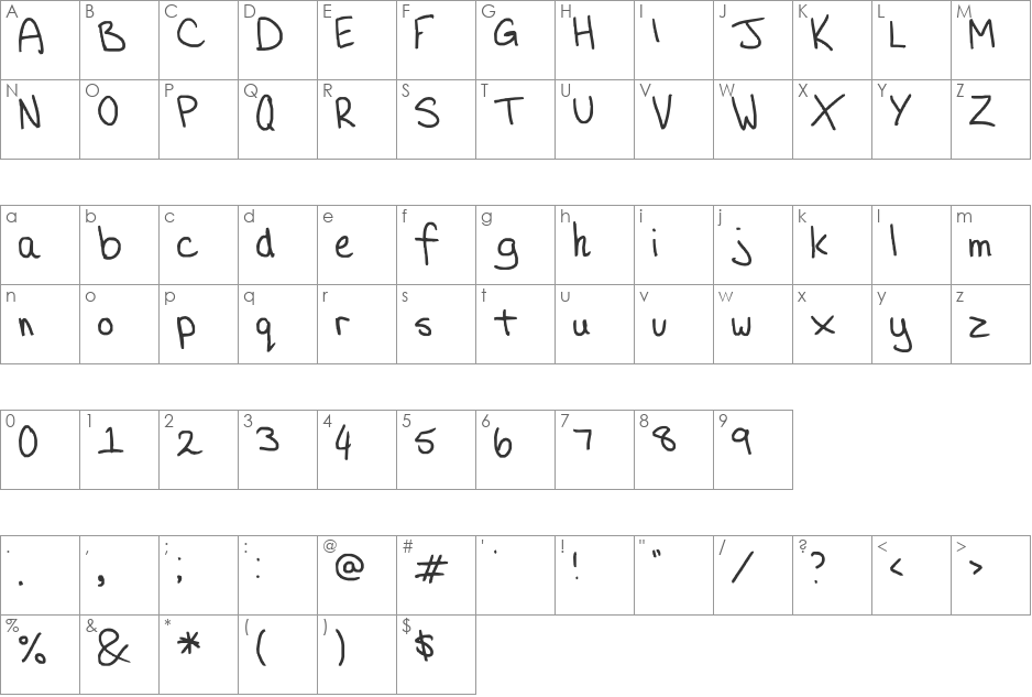 Aristocratically Cheap font character map preview