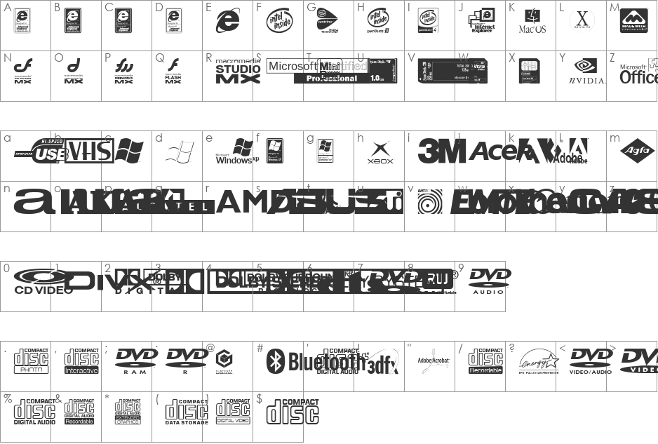 Illustrate IT font character map preview