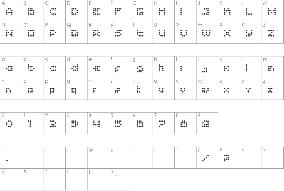 imajix 16 dot font character map preview