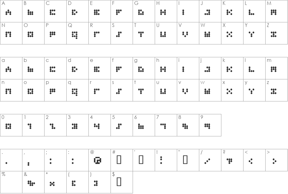 imajix 9dot font character map preview