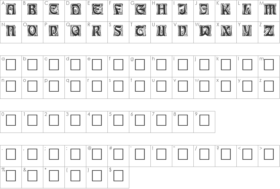 IMELDA font character map preview