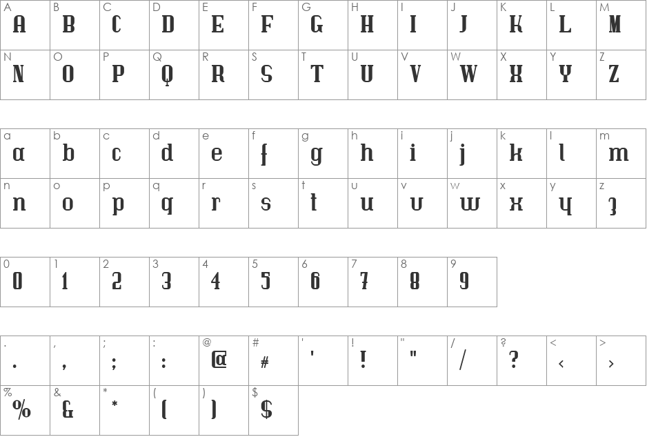 Immermann font character map preview