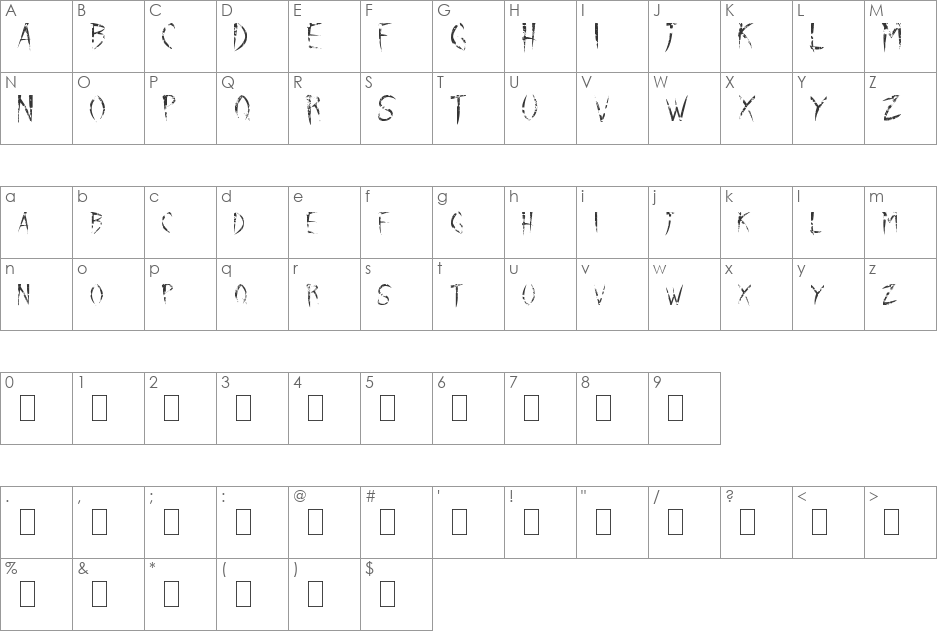 Imminent Massacre font character map preview