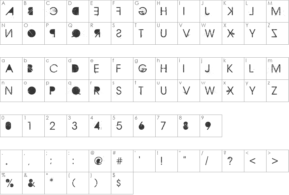 Aristotle Punk font character map preview