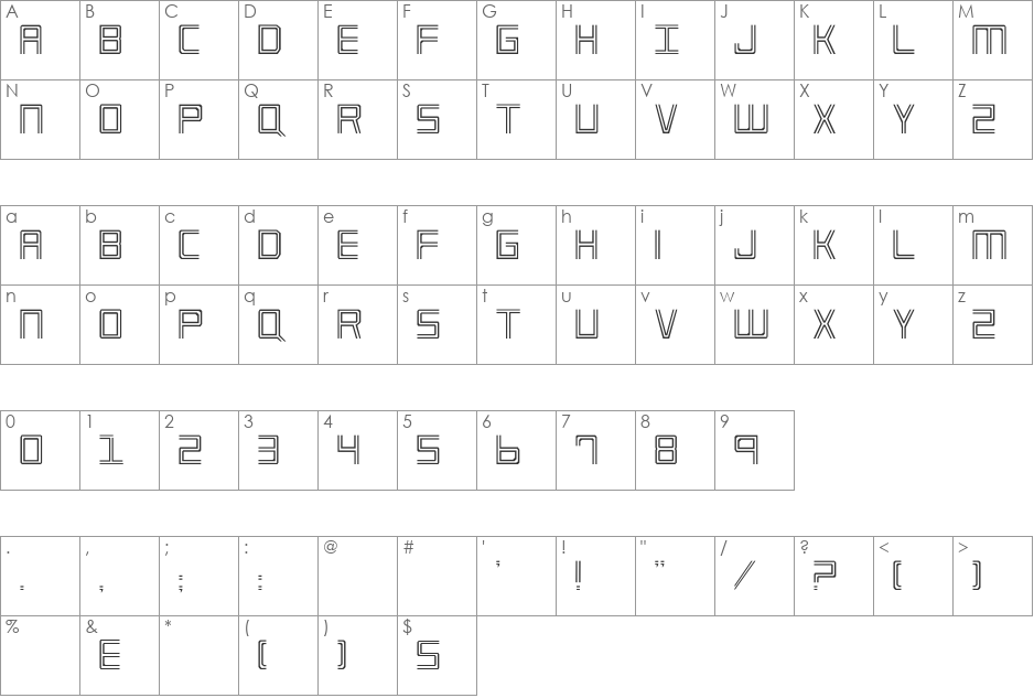 Imperium font character map preview