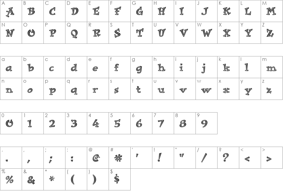 ImprovICG font character map preview