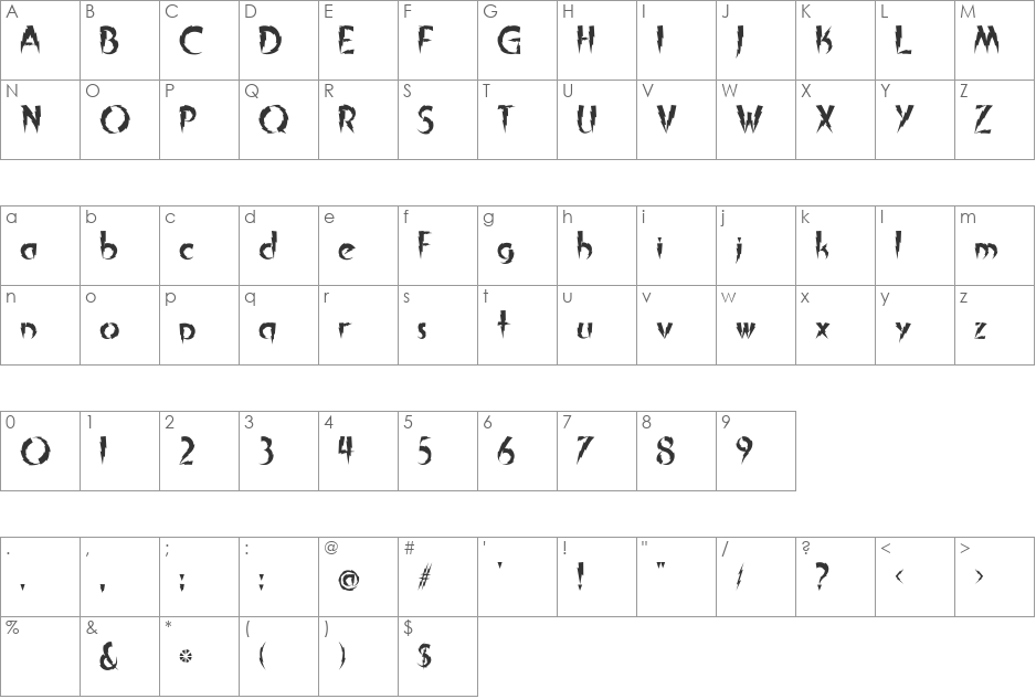 In A Flash font character map preview