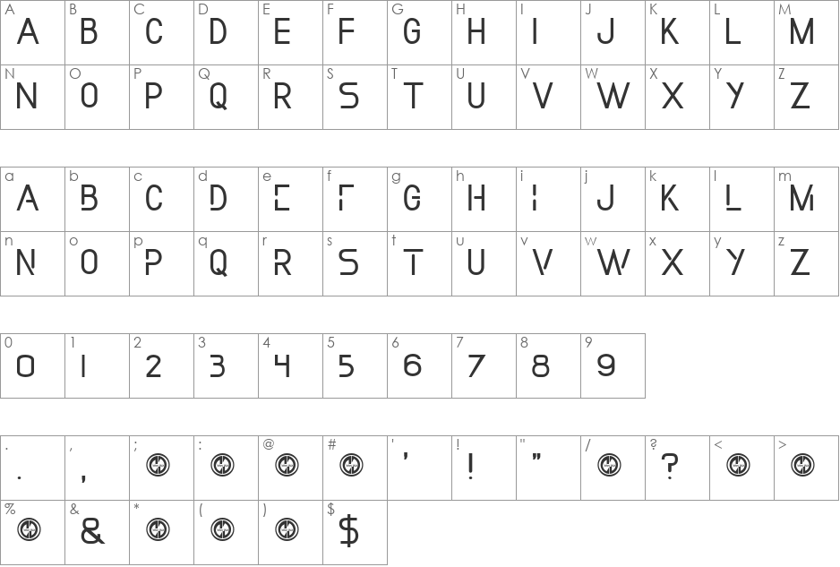 In Collection font character map preview
