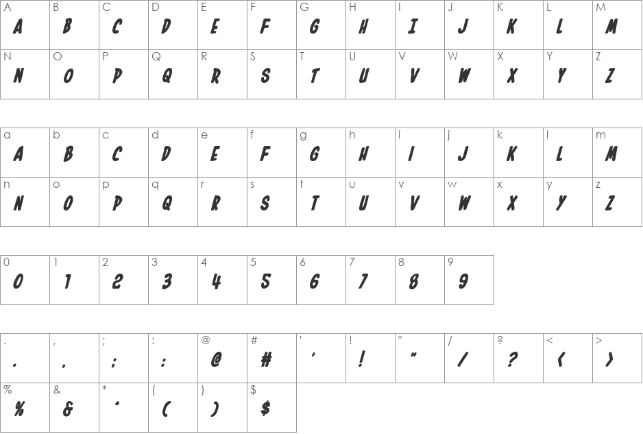 In-House Edition Bold Italic font character map preview