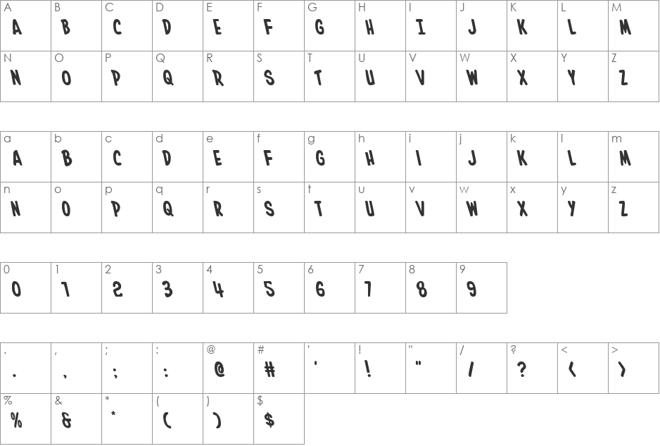 In-House Edition Leftalic font character map preview