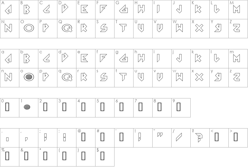 Arkanoid font character map preview