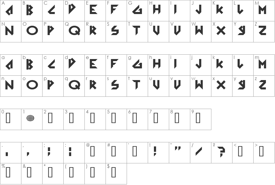 Arkanoid Solid font character map preview