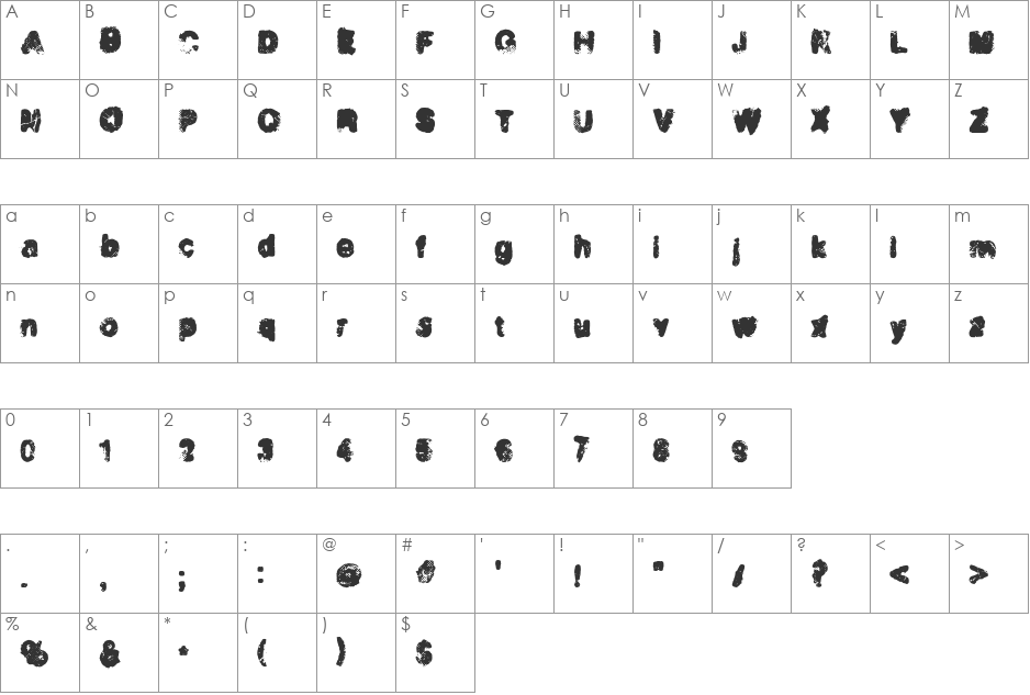 Incinerator font character map preview
