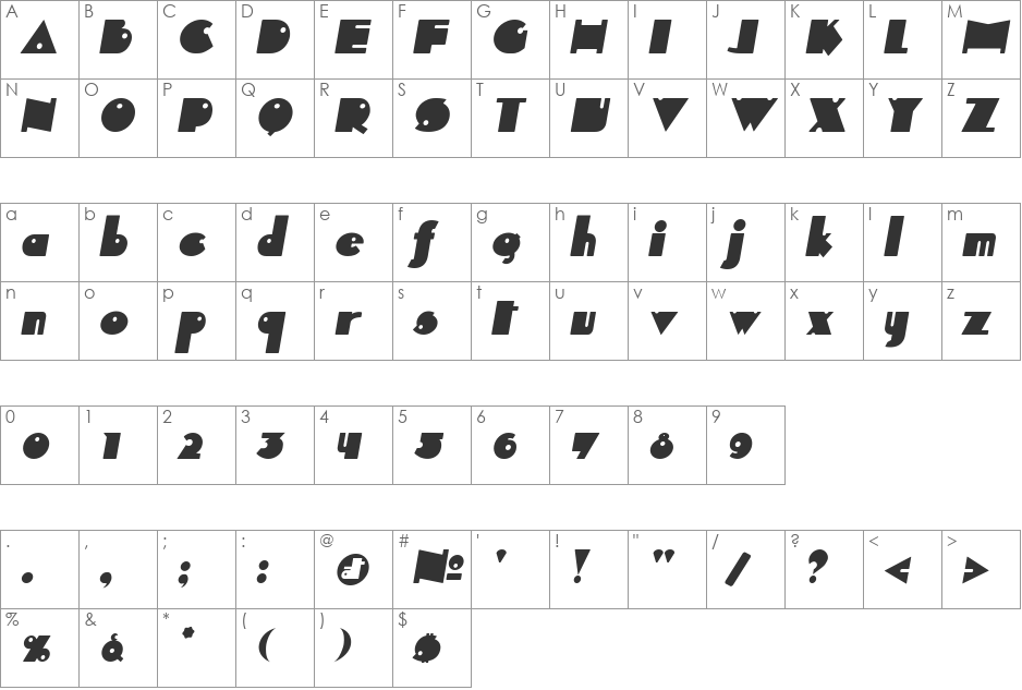 Independant font character map preview