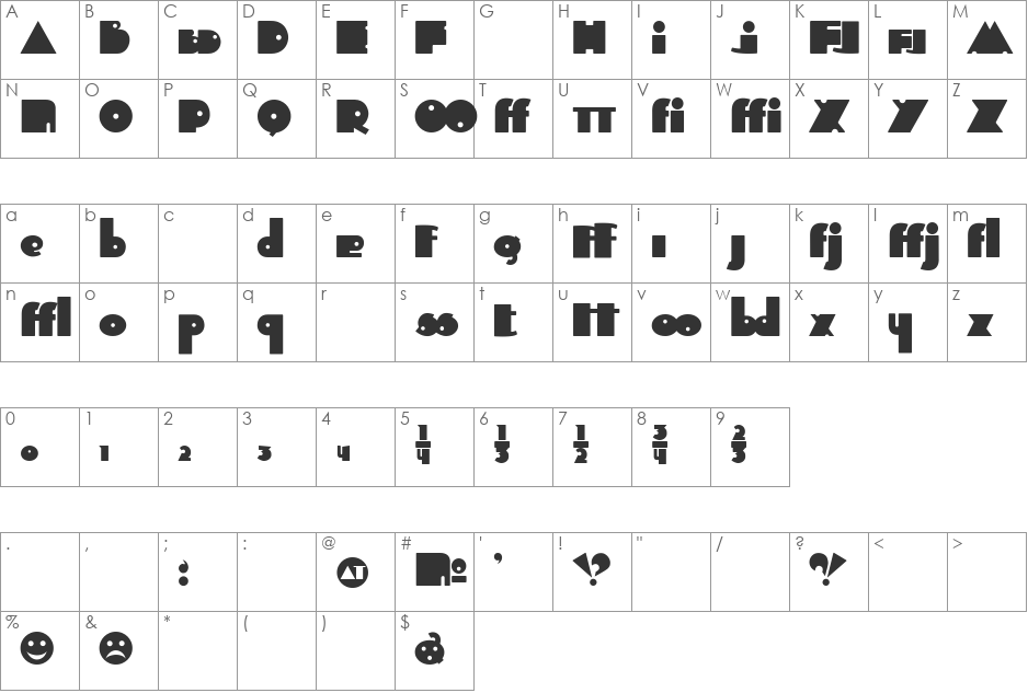Independant - Alternates font character map preview