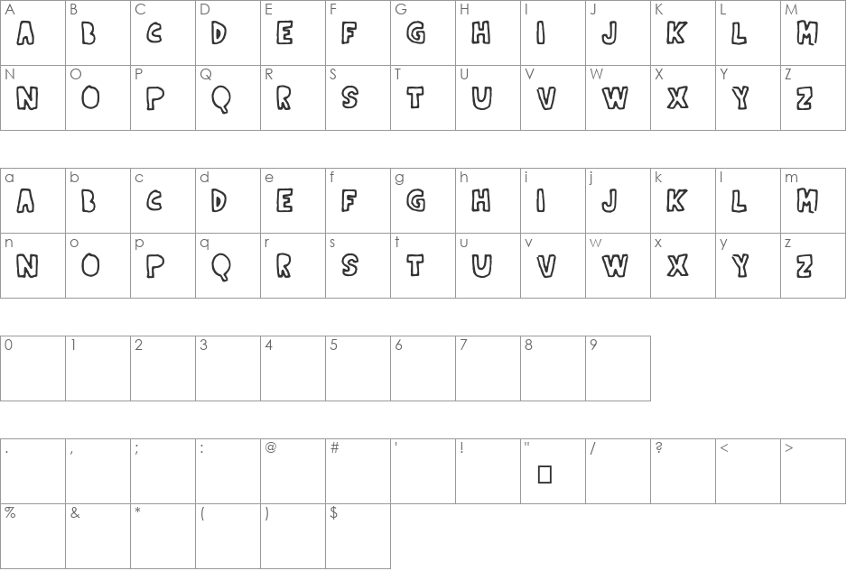 IndernikGold font character map preview