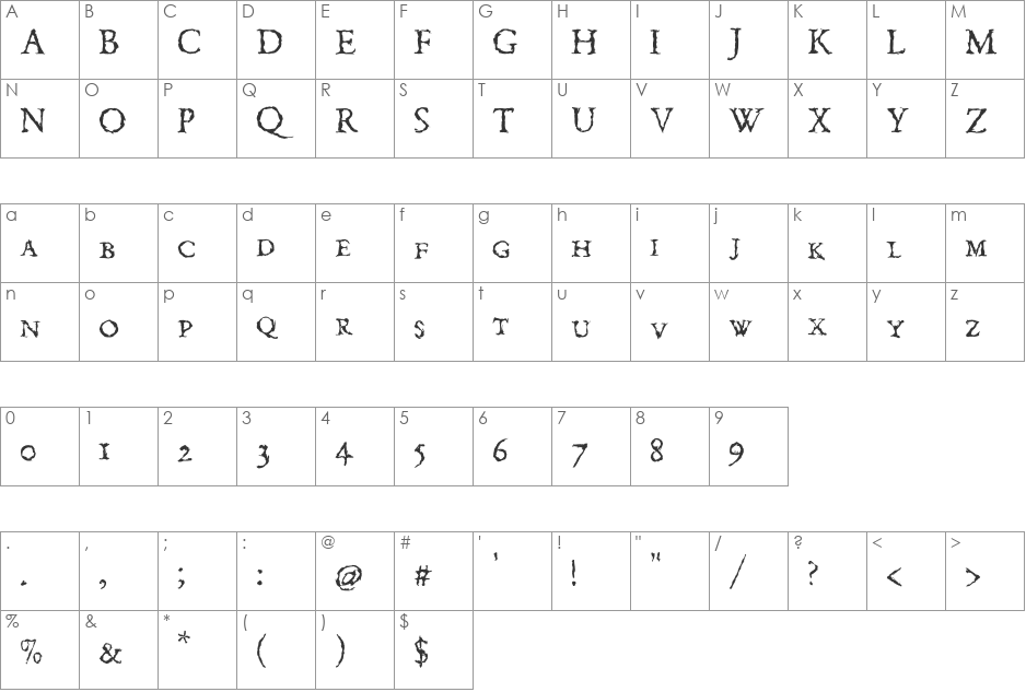 Index 29? font character map preview