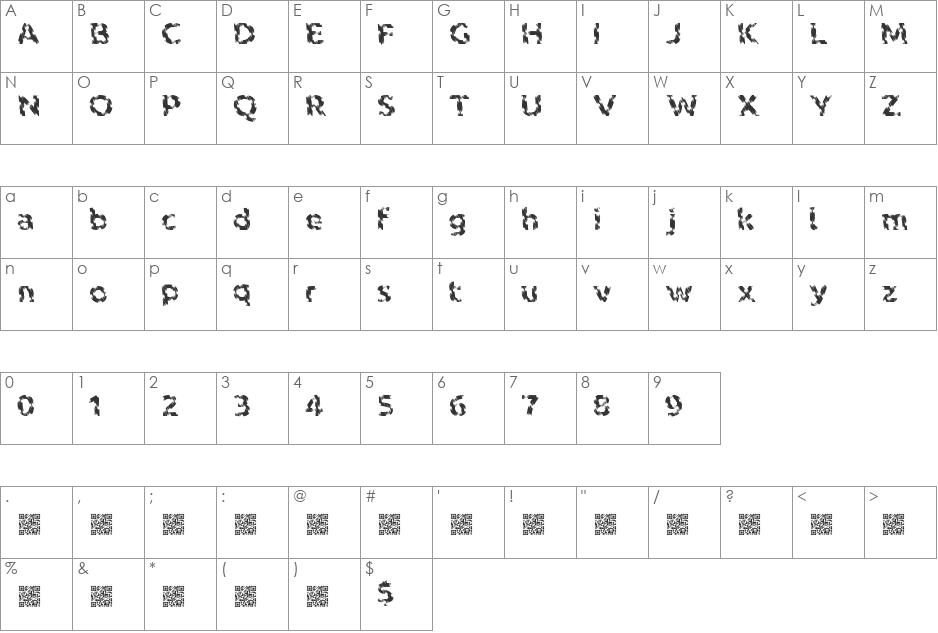 IndianTiger font character map preview