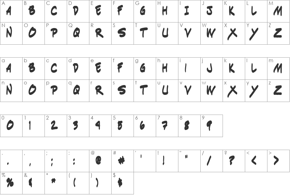 Indie Komiks Sketch font character map preview