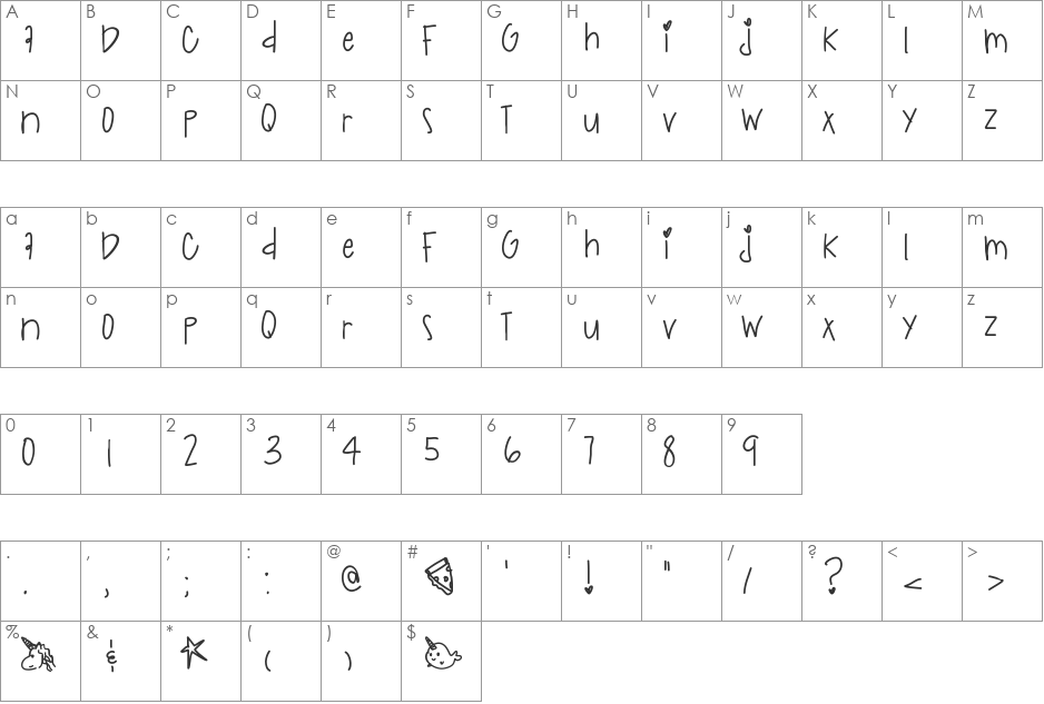 IndigoRacers font character map preview