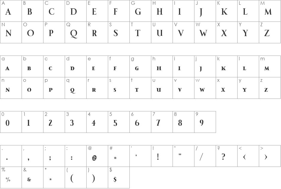 IndisposeSCLigatures font character map preview