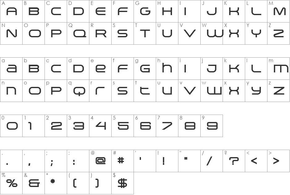 Arkitech Bold font character map preview