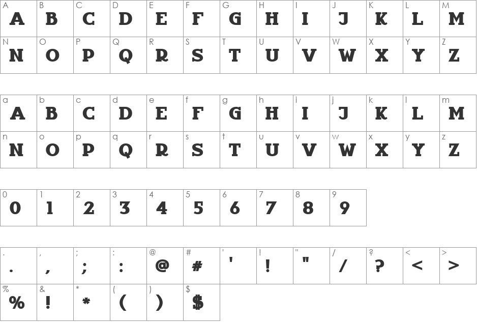 InfantylFat font character map preview