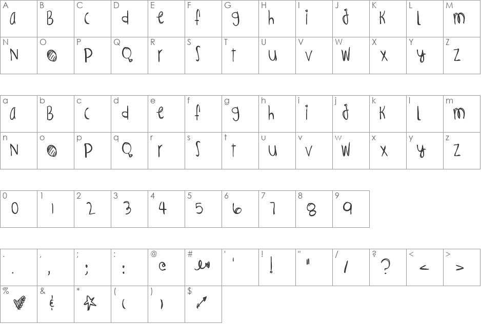 InfernosSpicy font character map preview