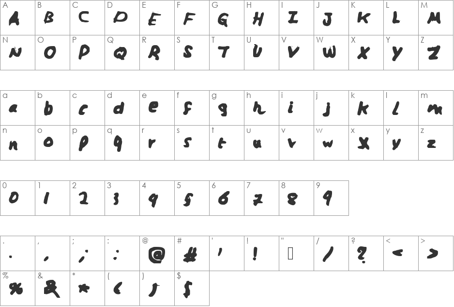 Infinite font character map preview