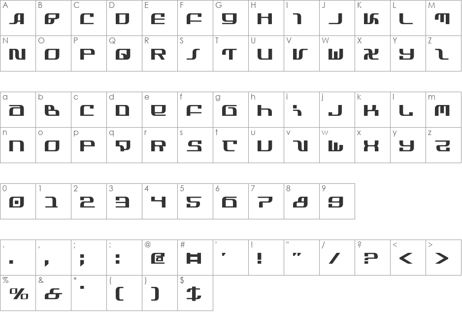 Infinity Formula font character map preview