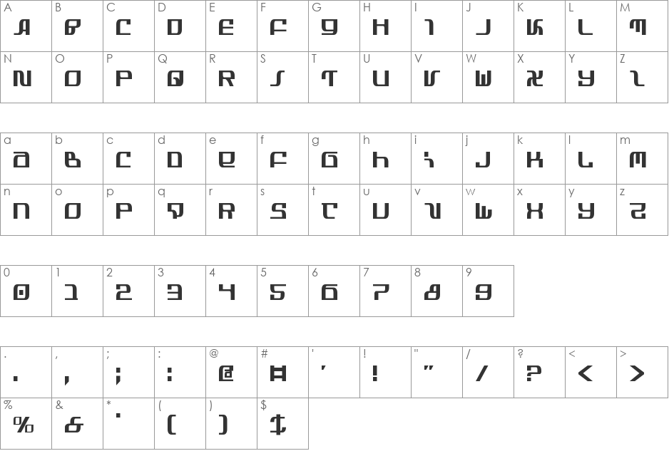 Infinity Formula Condensed font character map preview